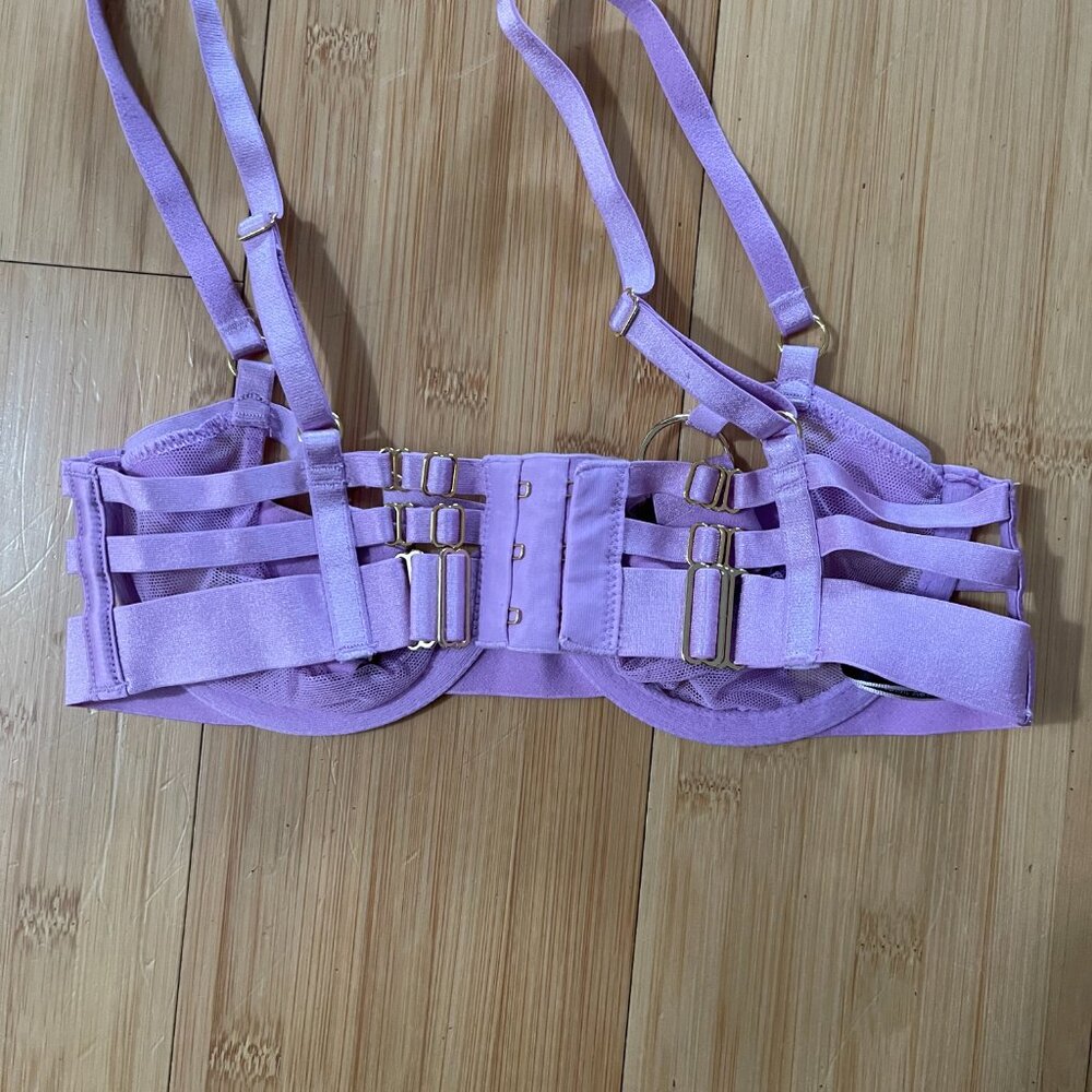 NWOT Victoria's Secret VERY SEXY Unlined Strappy Demi Bra and Thong Set - Picture 3 of 5